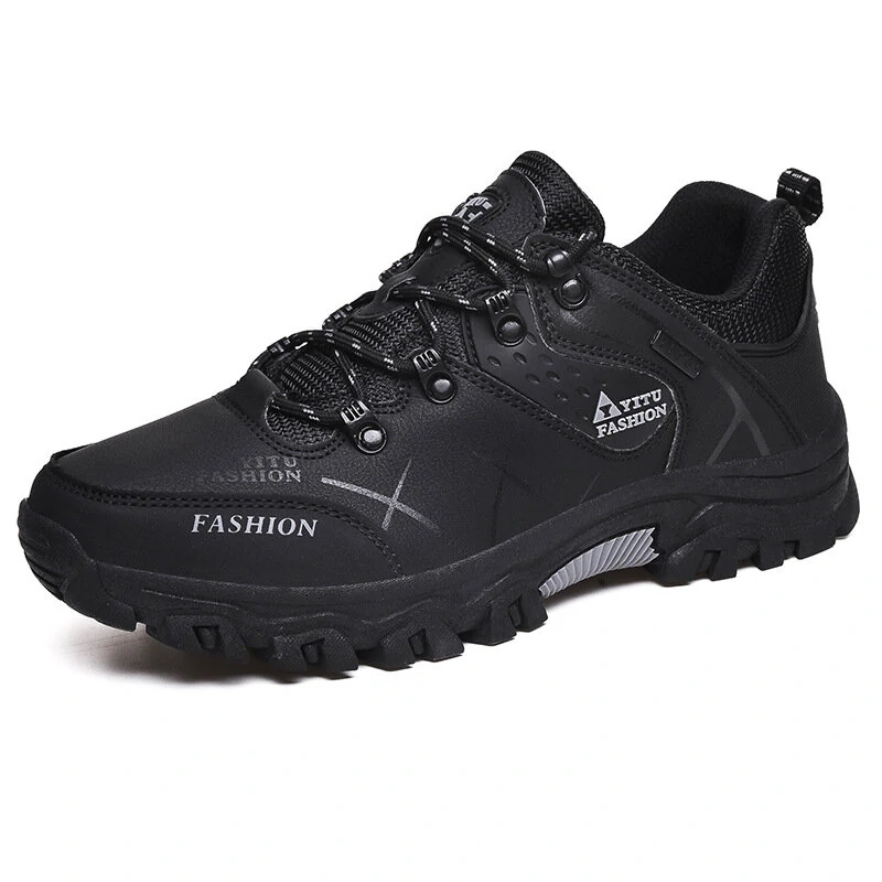 (image for) TENGOO Outdoor Hiking Shoes PU Soft Trekking Waterproof Lace-up Mountaineering Travel Walking Sneaker